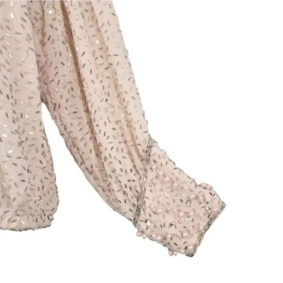 Vintage 70s 80s Neiman Marcus Judith Ann Creations 100% Silk Beaded Blouse Small - Picture 6 of 13